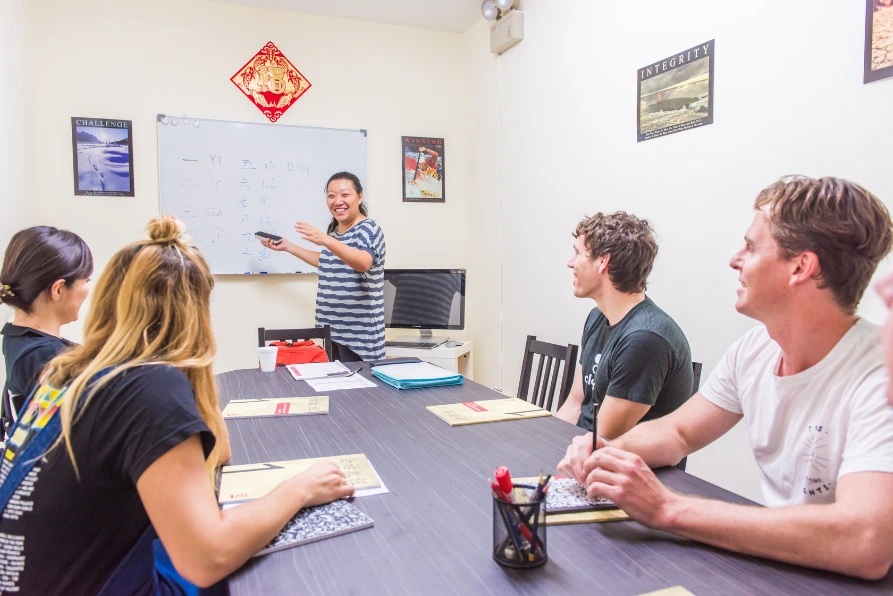Celeste teaching in class
